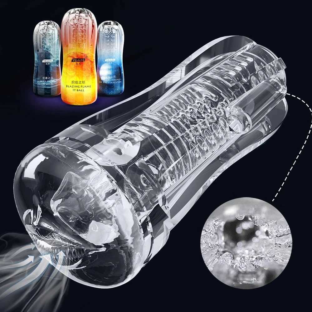 Male Masturbator Soft Pussy Adult Endurance Exercise Sex Products Transparent Vagina Vacuum Sucking Pocket Cup Sex Toys for MenXJ250113