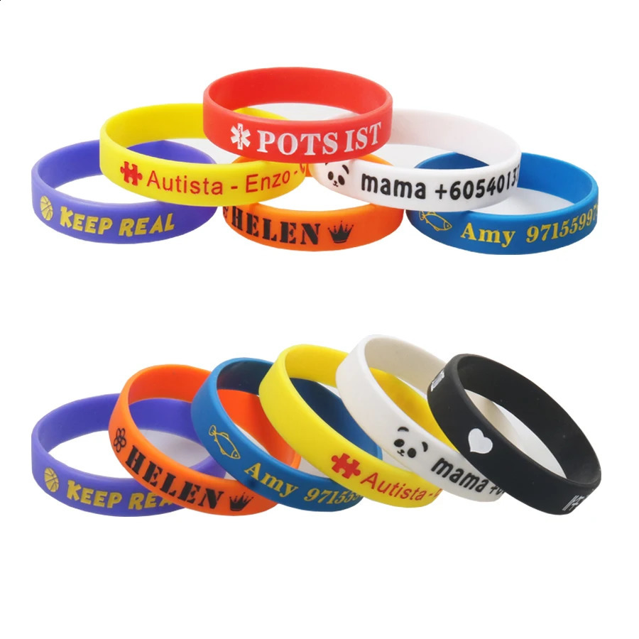 100pcs/50pcs Custom Wristband ID SOS Customizable Bracelets Printed Engraved Game Sport Personalized DIY souvenir Bands 250107