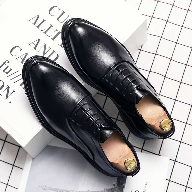 Fi Business official leather shoes mens black mens wedding shoes luxury derby dress lace office leather shoes mens plus sizeXJ250319