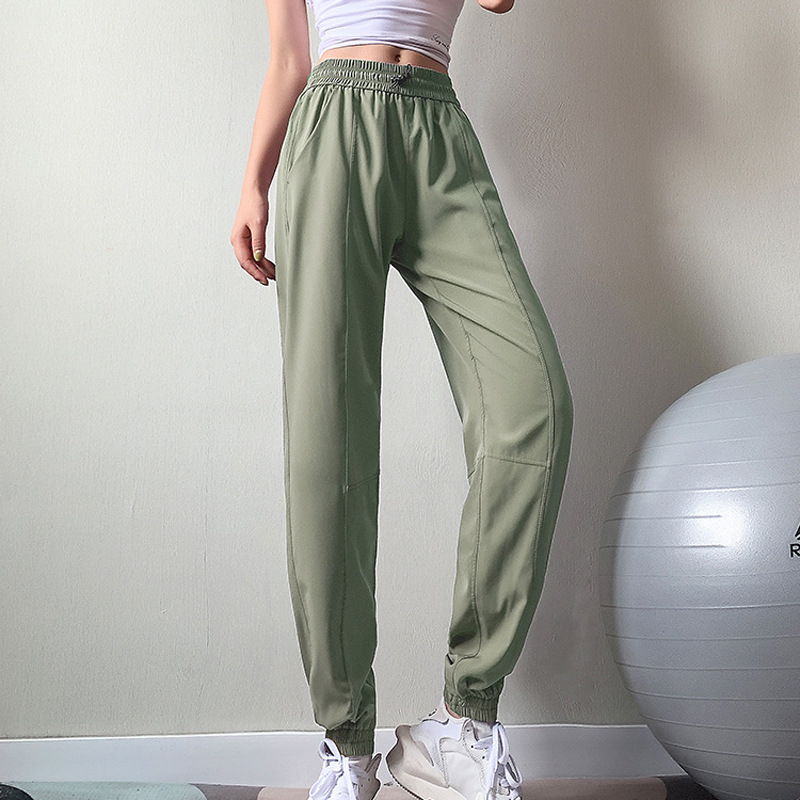 French style new casual women's high-quality loose fitness sports pants ankle binding running pants high waist slimming and quick drying yoga pan