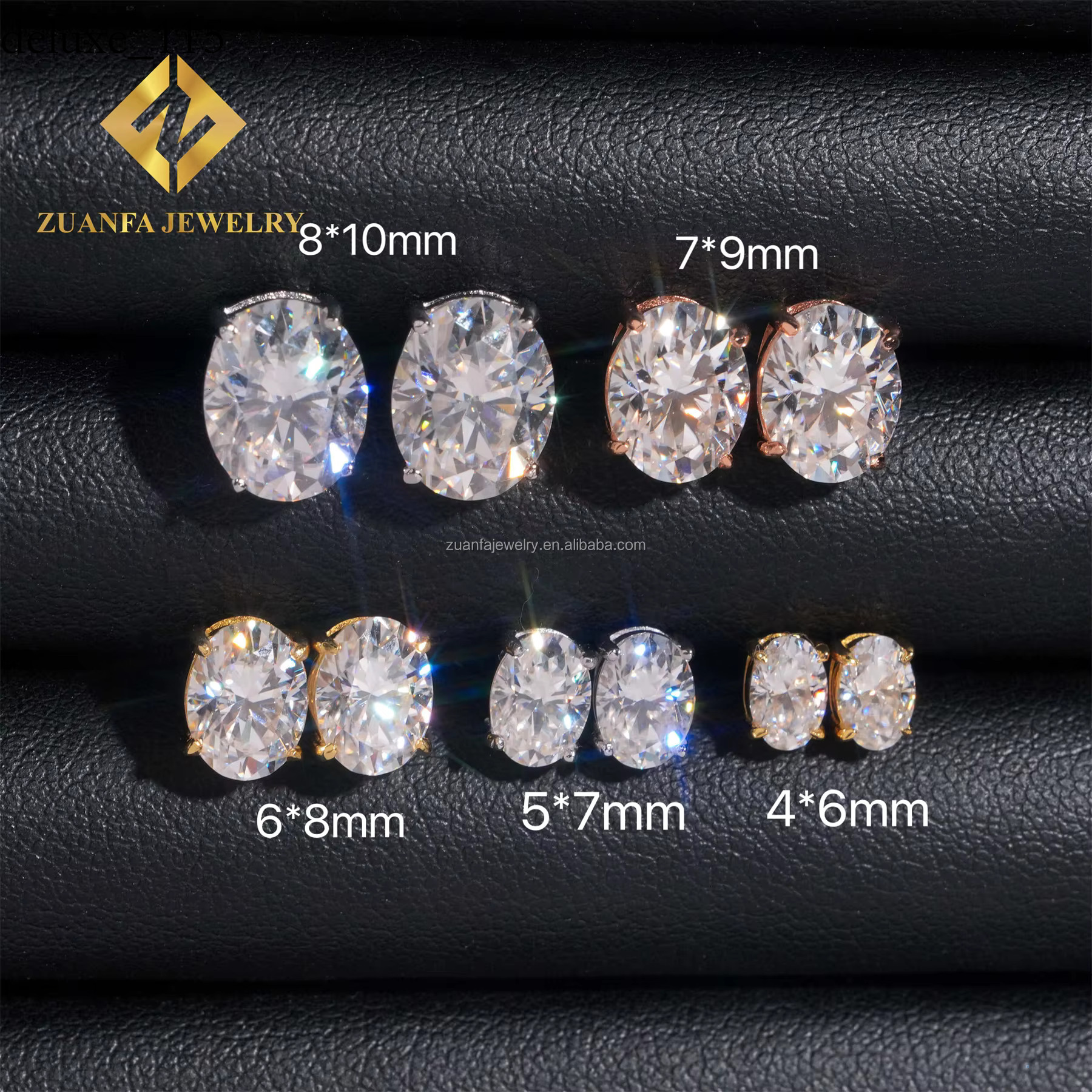 Pass Dia Tester Fashion Style Screw Back Iced Out Man Oval Crushed Brilliant Cut VVS Moissanite Hip Hop Earring