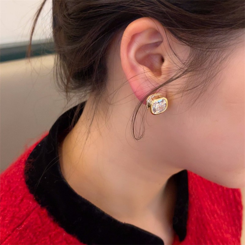 Choucong Handmade Stud Earrings Luxury Jewelry 925 Sterling Silver Gold Fill 5A Cubic Zircon CZ Diamond Gemstones Elegant Party Women Square Earring G