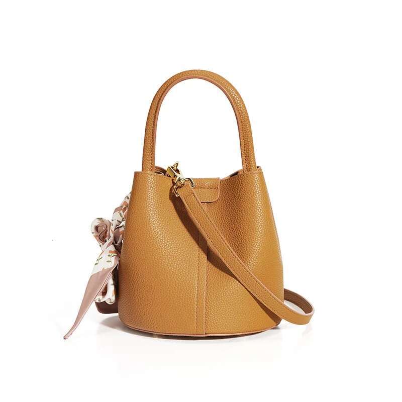 Genuine Leather Women's Handbag Premium Texture Bucket Bags For Women Fashion Large Capacity Crossbody Vegetable Basket Bag