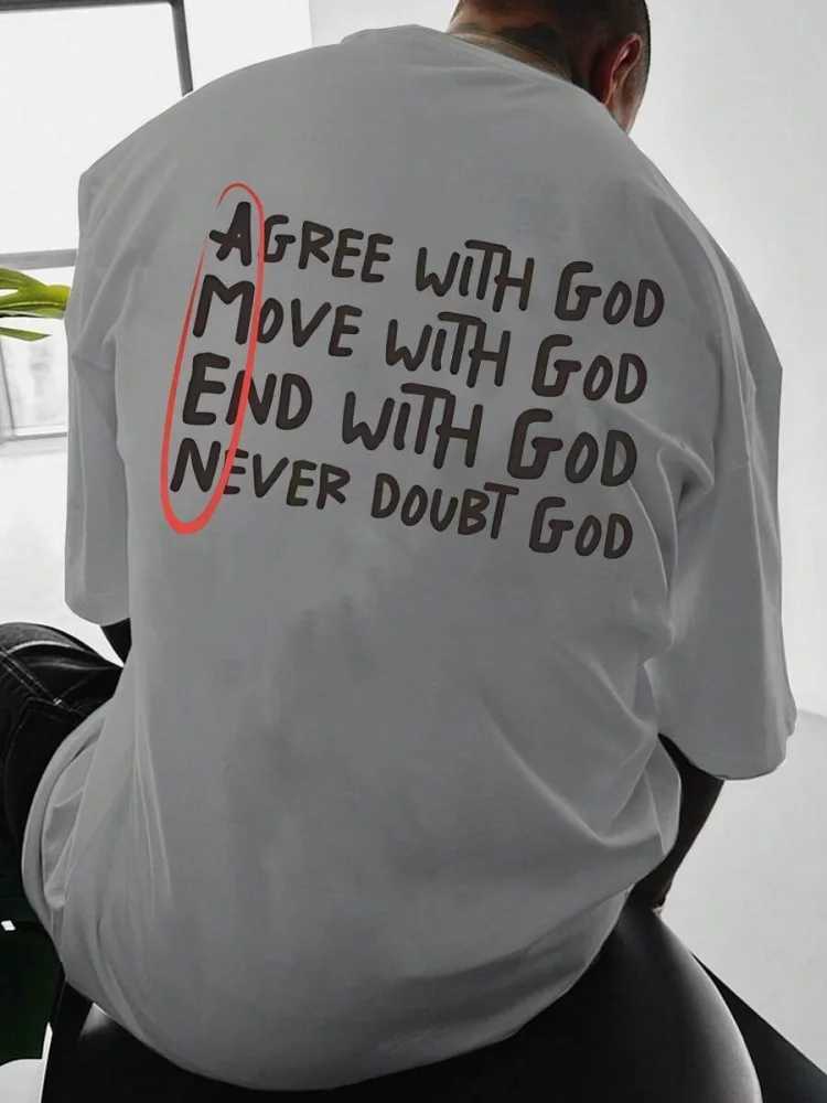 Prayer Letters And God Printed Mens T-shirt Summer Casual Daily Mens Short-sleeved Top Outdoor Sports Mens Fashion T-shirt X250113