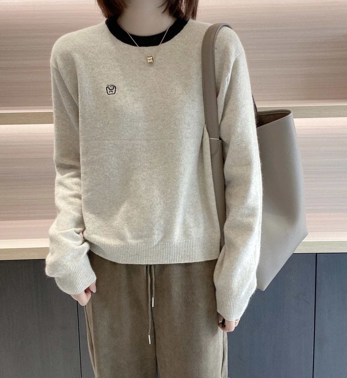 Womens round Neck Knitted Wool Sweater 100% Pure Multi Colored ed Easy Fit Spring Autumn Edition 250113