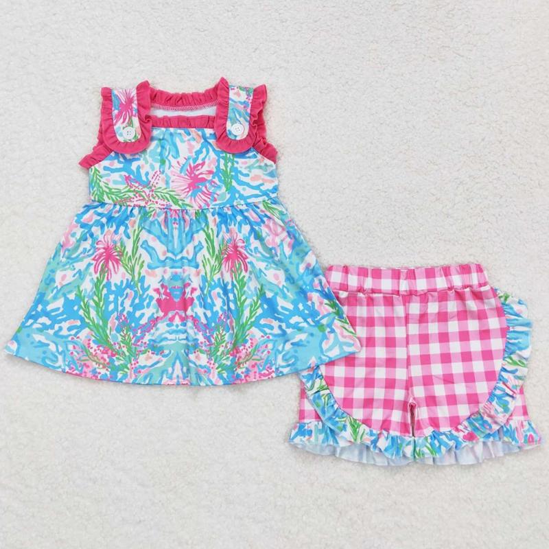 Clothing Sets Baby Girls Clothes Flowers Tunic Tops Pink Shorts Summer Fashion Kids Designer Boutique Outfits