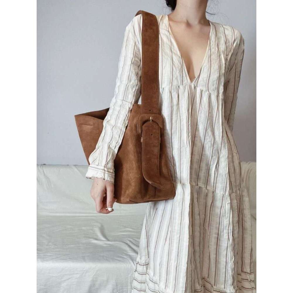 Haruku Bucket Bags Women Genuine Leather Vintage Large Capacity Casual Handbag Tote Office Ladies Single Shoulder Bag New