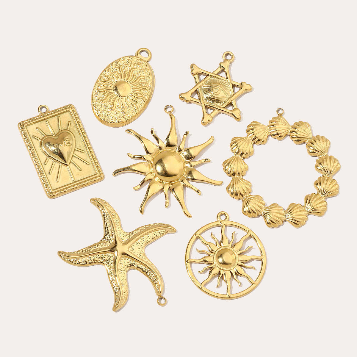 Pendant Necklaces European and American Sun Titanium steel diy pendant women love stainless steel jewelry Starfish shell necklace earrings pendant H25 - view 6