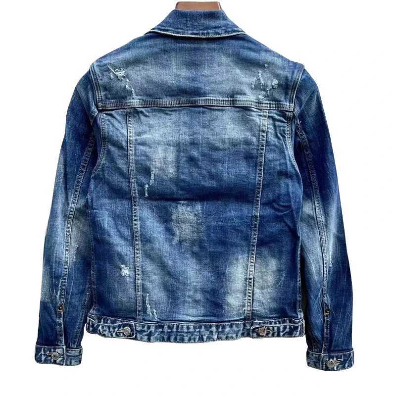 100 CHAREI HARPER 2818 Denim jacket mens high quality wash white top Youth hipster men ripped patch denim jacket X250113