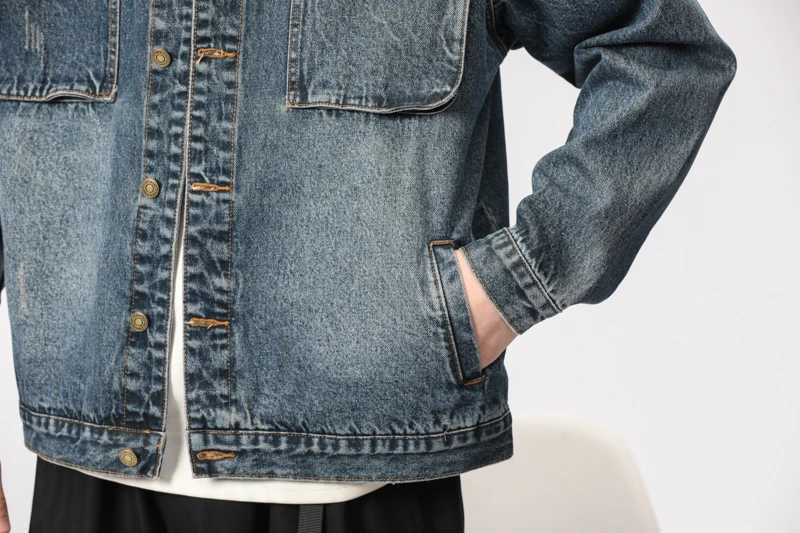 Autumn Winter New Mens Vintage Washed Denim Jacket Fashion Street Dilapidated Tooling Coat Motorcycle Male Jean Jackets 5XL X250113