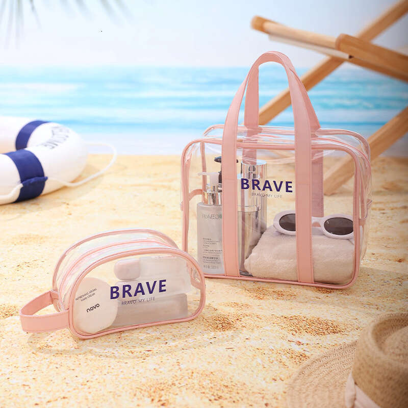 New transparent waterproof wash travel makeup dry wet separation beach bag, fiess swimming bag