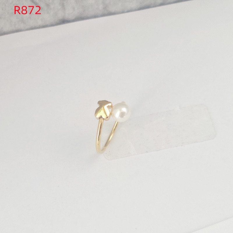 Fashion Women Men Animal Bear Silver Gold Stainless Steel White Pearl Zircon Cartoon Animal Span Rings Jewelry