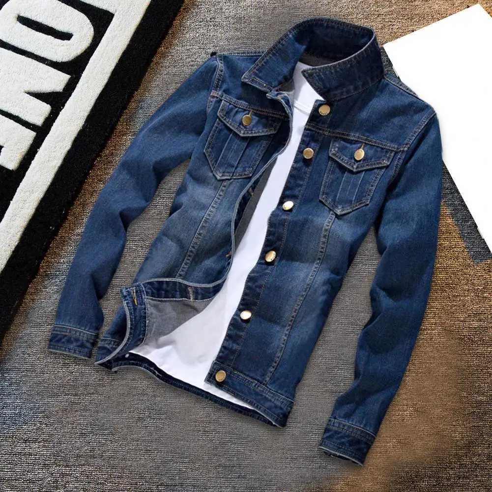 Men Jeans Jacket Autumn Winter Male Denim Coat Retro Streetwear Stylish Slim Fit Buttons Denim Coat X250113