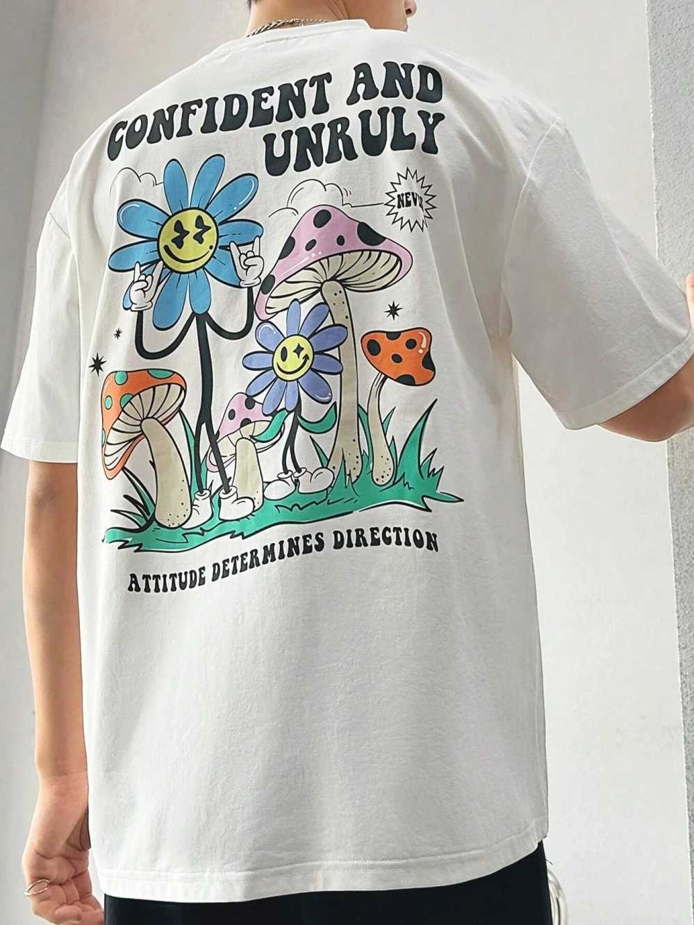 Confident And Unruly Attitude Determines Direction Men T Shirt Cotton Shirt Street Loose T-Shirts Summer Breathable Short Sleeve X2501131