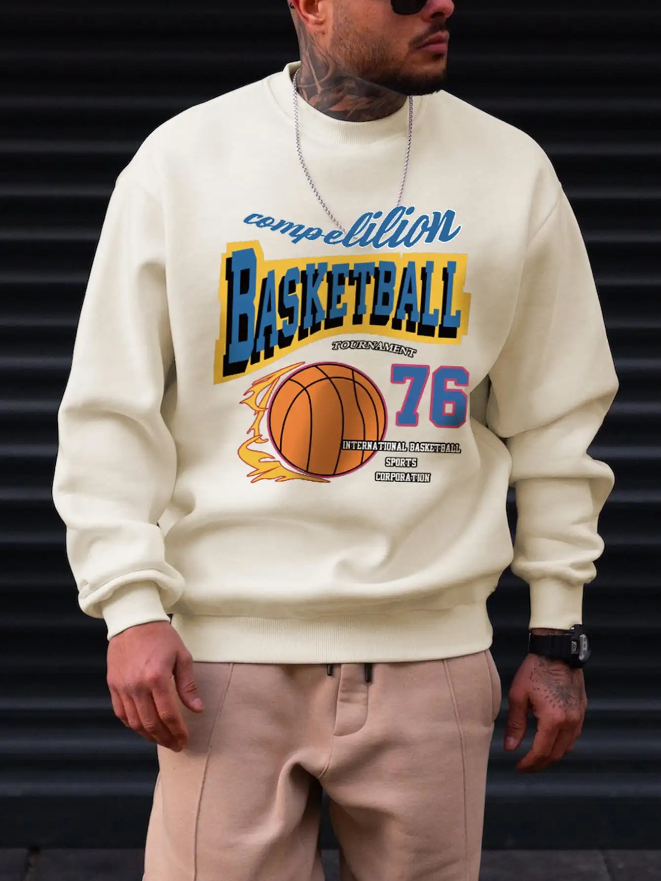 Basketball Fire Sport Style 76 Letter Men Clothing Rtero Autumn Hoodie Fleece Loose Pullovers Hip Hop Casual Male Streetwear 250113
