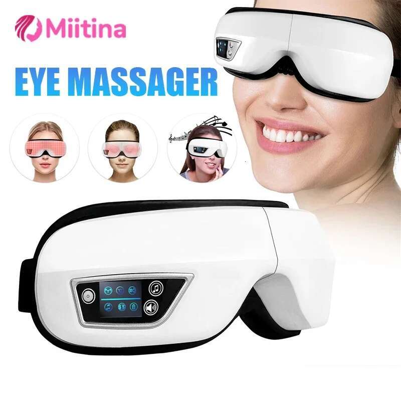 6D Bluetooth Music Massager Smart Airbag Vibration Eye Instrument Hot Compress Eyes Massage Glasses Fatigue Pouch Care