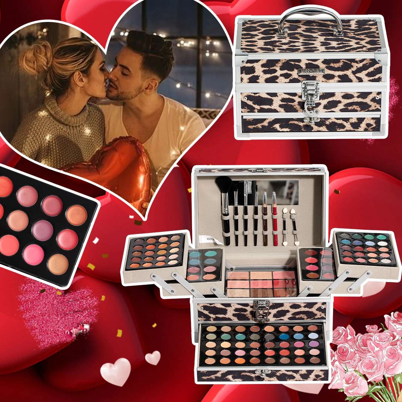 Leopard Print Ladies Facial Cosmetics Full Set Ideal Gift Box For Matte Shimmer glitter Professional Makeup Palette Kit