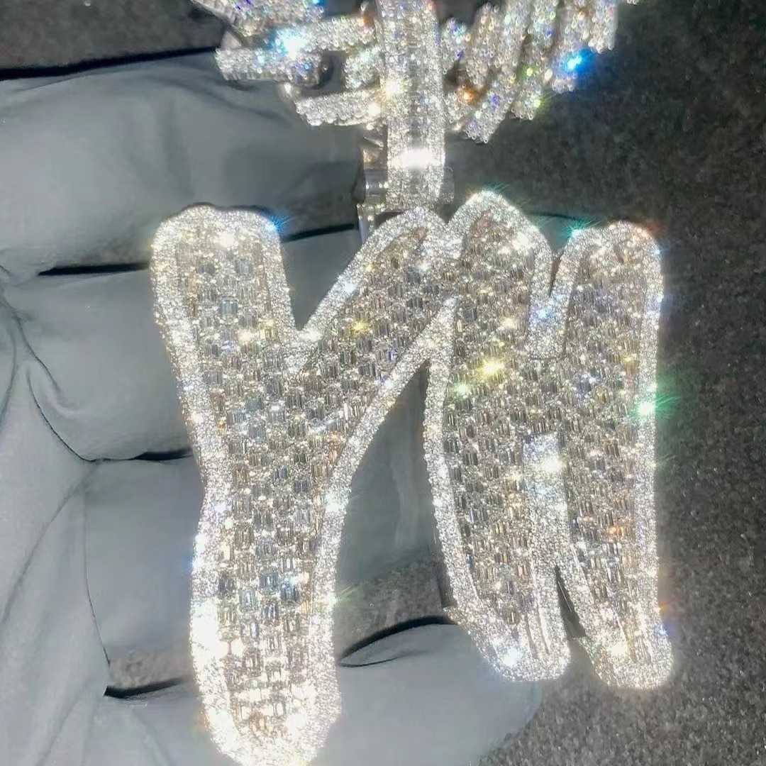 Factory Customized Moissanite Pendant Men Iced Out Jewelry VVS Moissanite Diamonds Cuban Chain 3D Custom Name Hip Hop Pendant