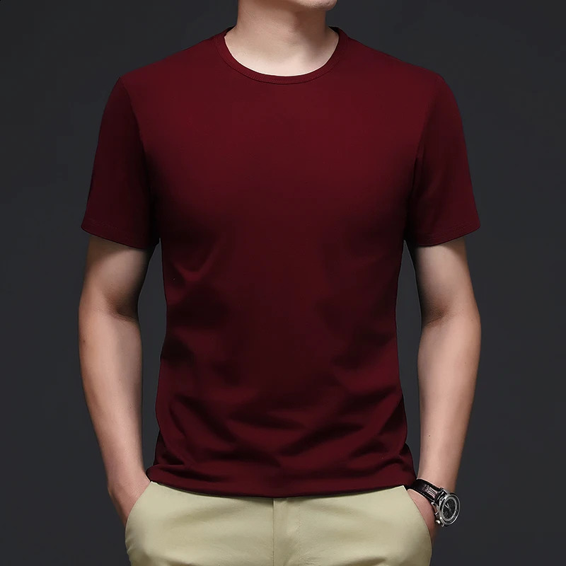 Men T Shirts100% CottonShort SleeveCrew NeckRegular Fit Plain Top TeesBlack Navy White Gray 250113