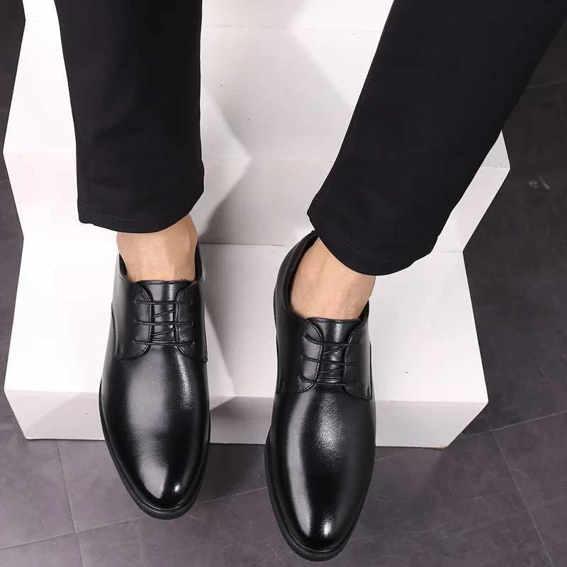 2023 Newly Mens Cowhide Leather Shoes Size 37-43 6CM Increasing Britis Leather Office Shoes Man Height Leather ShoesXJ250113