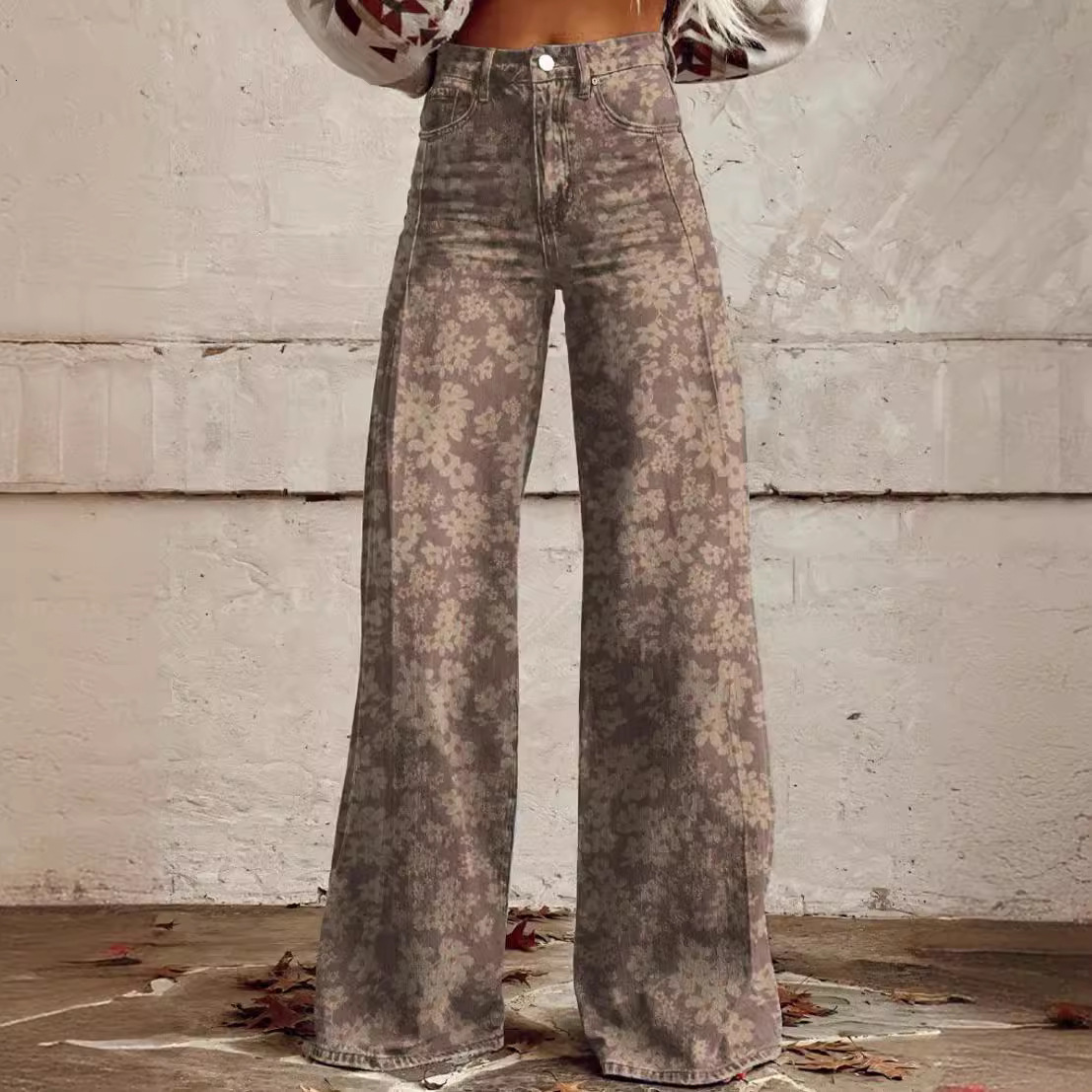designer jeans baggy jeans womens designer 2024 summer hot selling women's pants 3d digital printing hot selling pants women's bell shap fc5