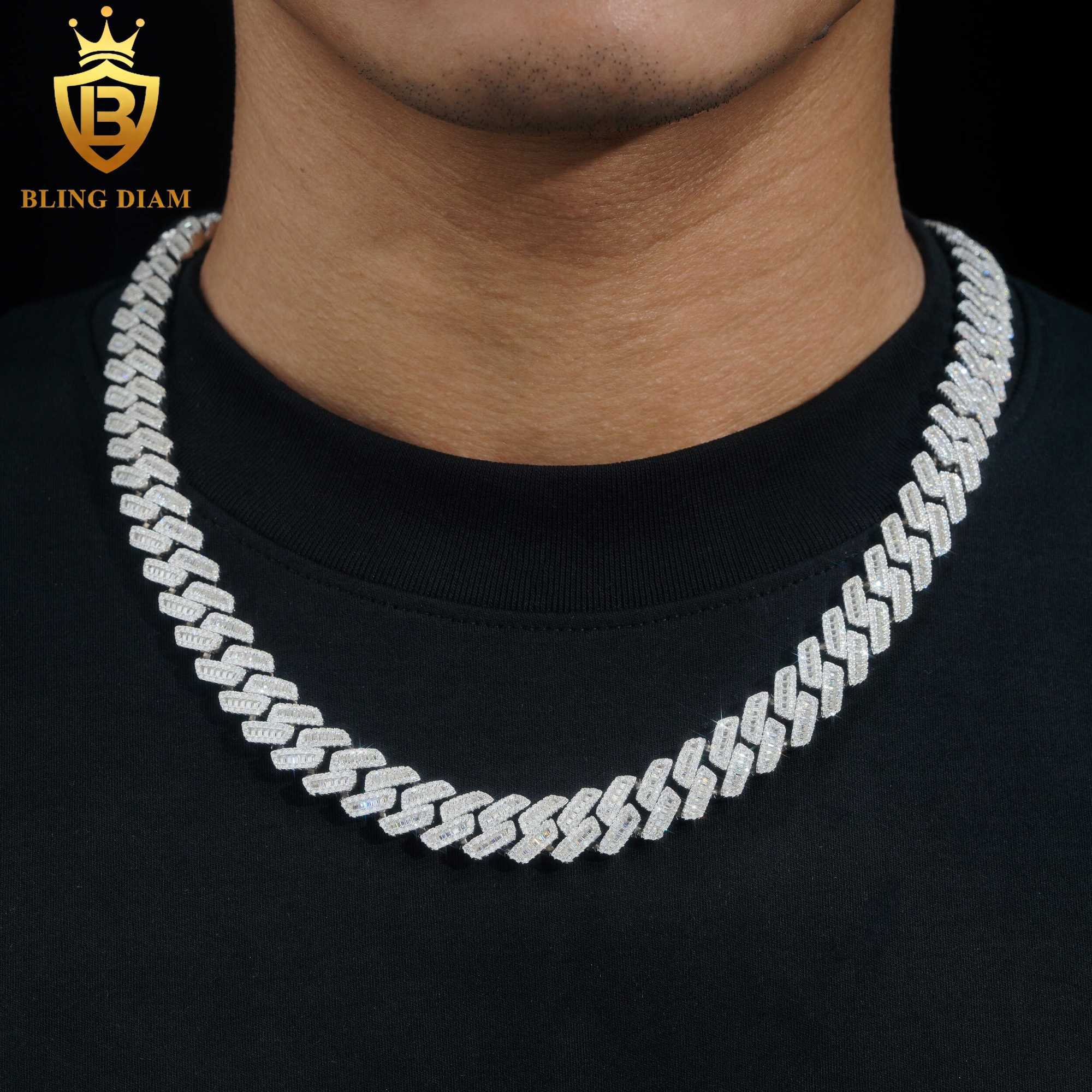 New Fashion Miami Hip Hop Necklace Cuban Link Chain 12MM Pass Diamond Tester 925 Sterling Silver