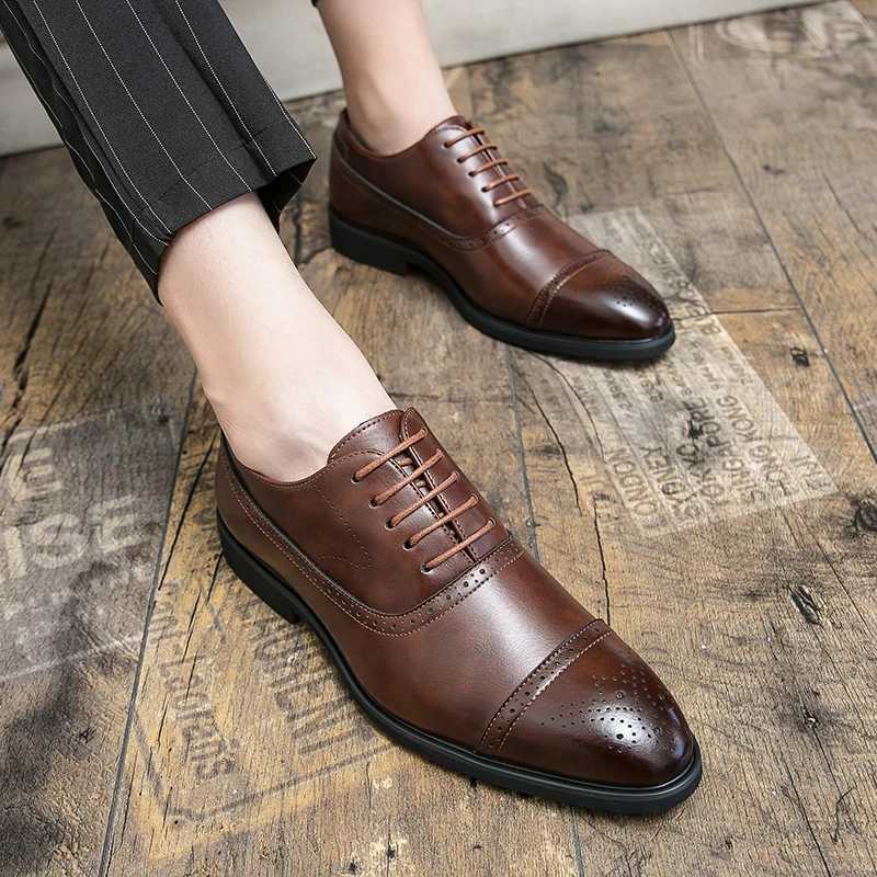 Derby Leather High Quality Fi Formal Wedding Mens Office hot Shoes Black Brown 38-48 Men ShoesXJ250113