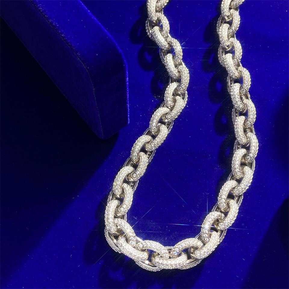 Fashion Hip Hop Iced Out Moissanite pendant necklace VVS Diamond 14k Gold Plated Moissanite Rolo Chain Necklace