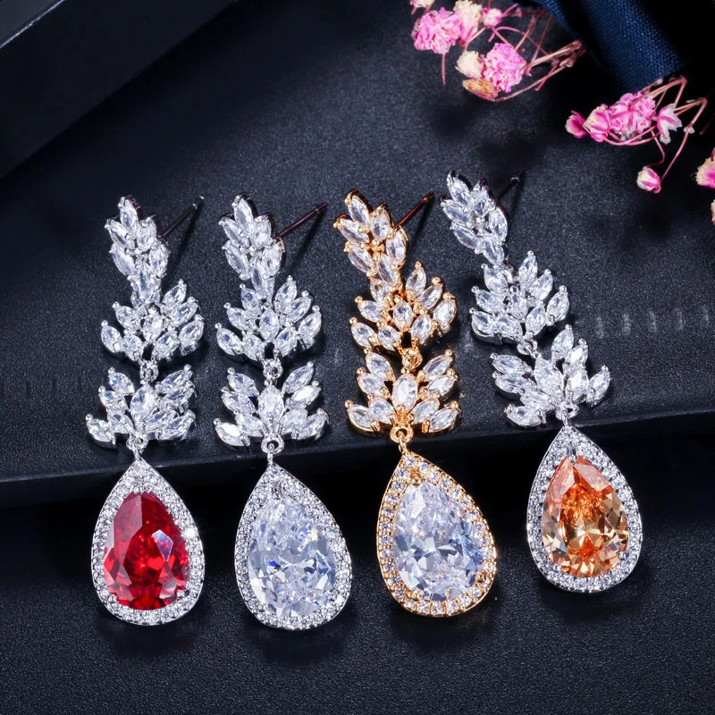 CWWZircon high-quality silver long black crystal pendant earrings fashionable cubic zirconia womens jewelry CZ382 250110