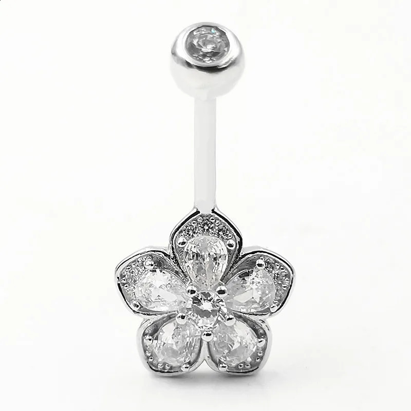 Flower Navel Belly Button Piercing Rings Bulk 925 Sterling Silver Body Jewelry For Women Fine Summer Accessories Romantic Gift 250107