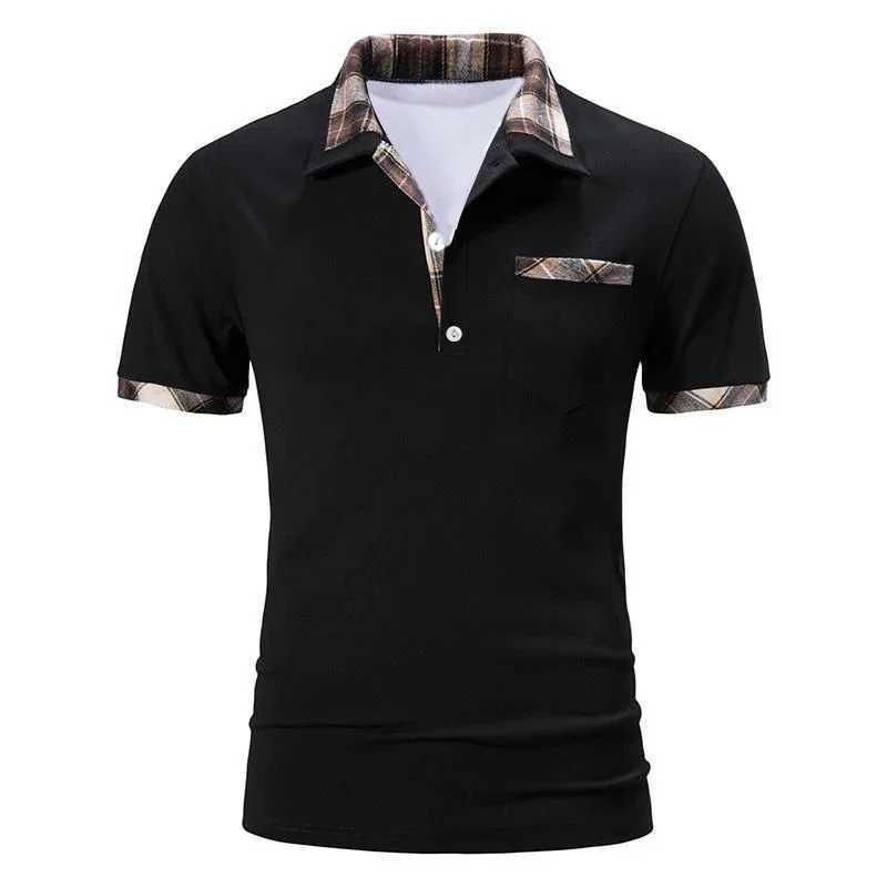 High Quality Summer mens slim fit short sleeved business casual polo shirt mens sports lapel golf polo shirt pocket splicing sports polo shirt T250113