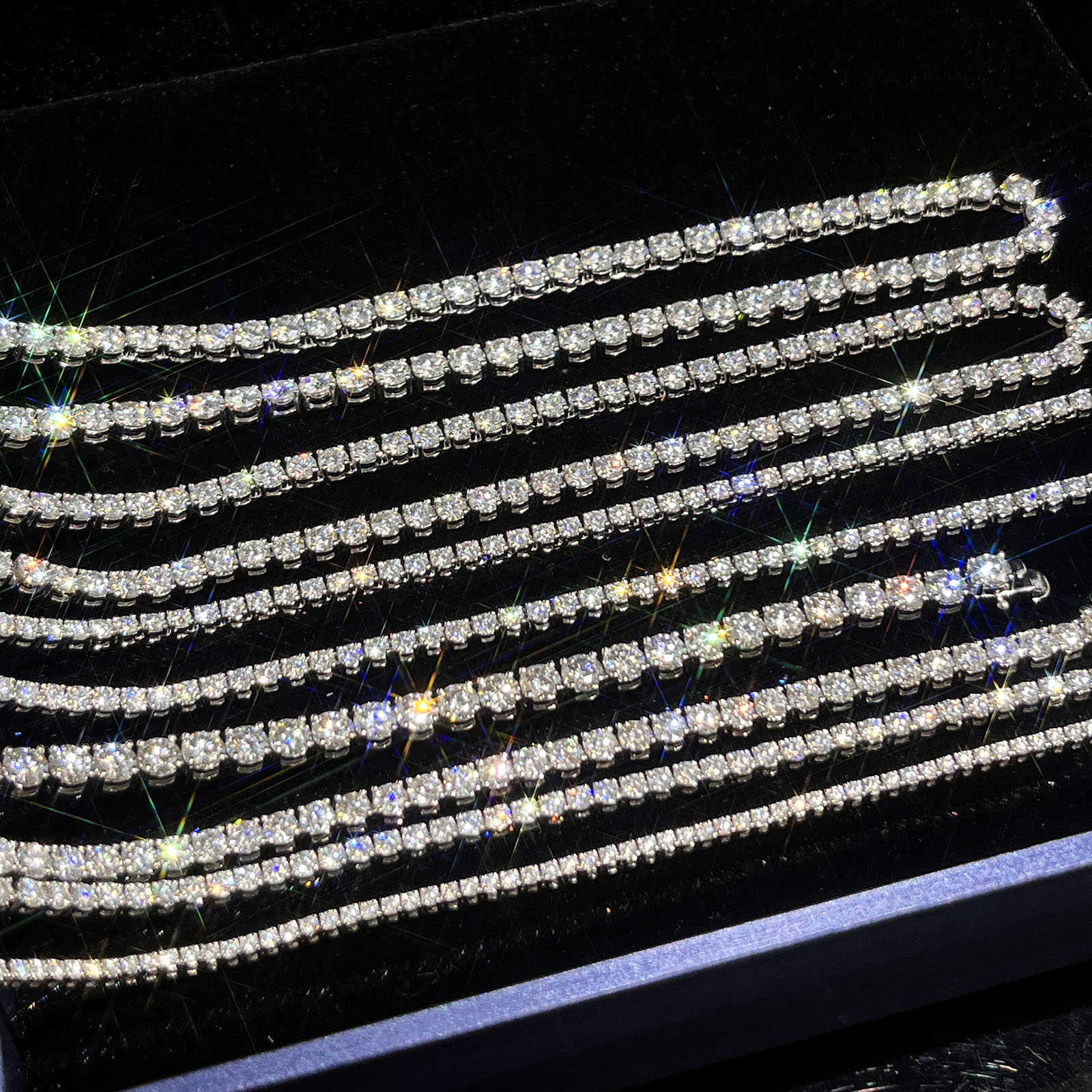 Provence gem 925 sterling silver 3mm 18 real moissanite diamond tennis necklace and bracelet set for mens and womens