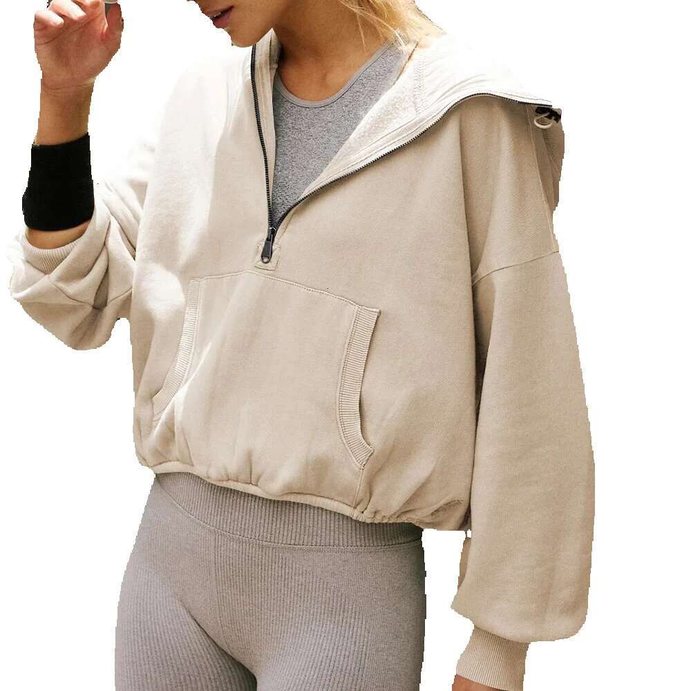 Women's Solid Hoodies Autumn Lazy Style Zip Up Loose Hoodie Fashion Sportswear Jogger Clothing Hooded Tops Casual Y2k Sweatshirt