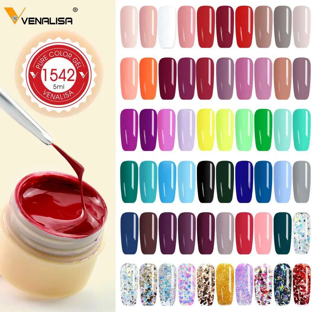 60pcs/kit Venalisa Painting 5ml Pot Full Coverage New Arrival Mud Creamy Solid Color Soak off UV LED Nail Gel Kit