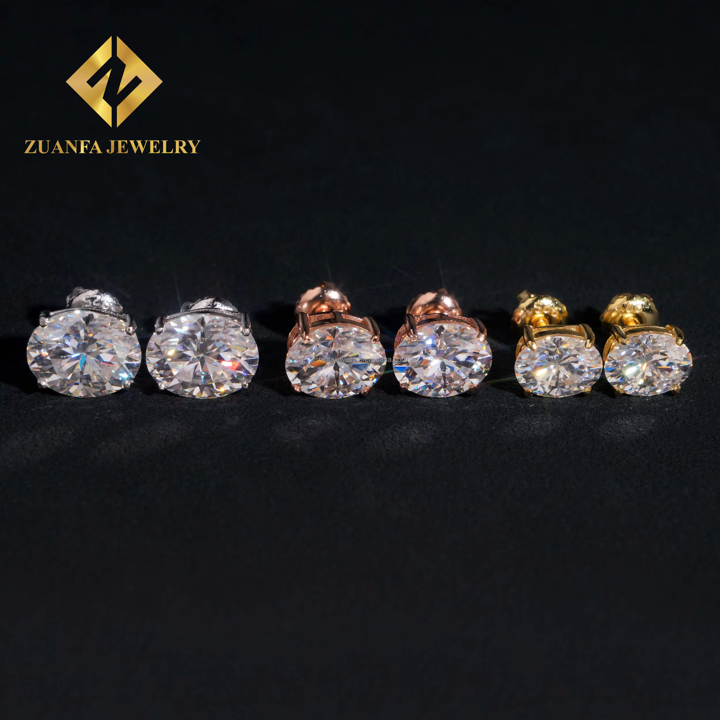 Pass Dia Tester Fashion Style Screw Back Iced Out Man Oval Crushed Brilliant Cut VVS Moissanite Hip Hop Earring