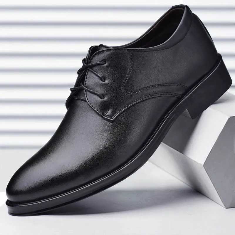 Mens shoes black leather formal shoes Oxford mens wedding party office business shoes mens Zapatos de Hombre Plus sizeXJ250319