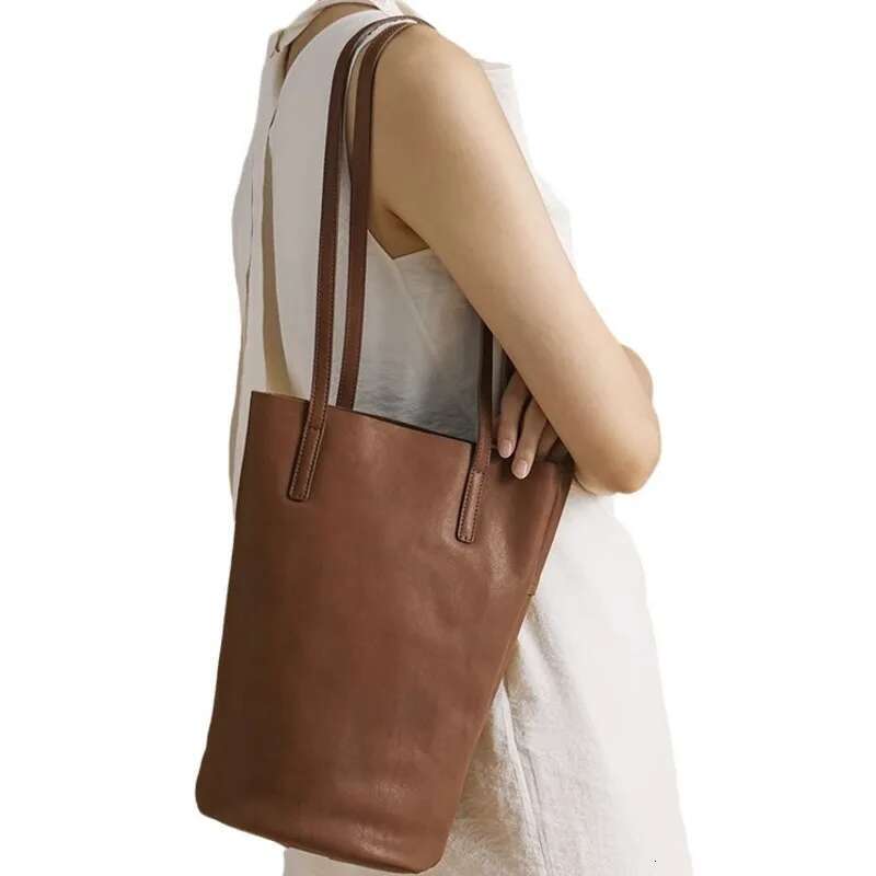 Vintage Women Bucket Genuine Leather Soft Shopping Tote Mommy Lage Versatile Shoulder Bag Large Capacity Lady Handbag