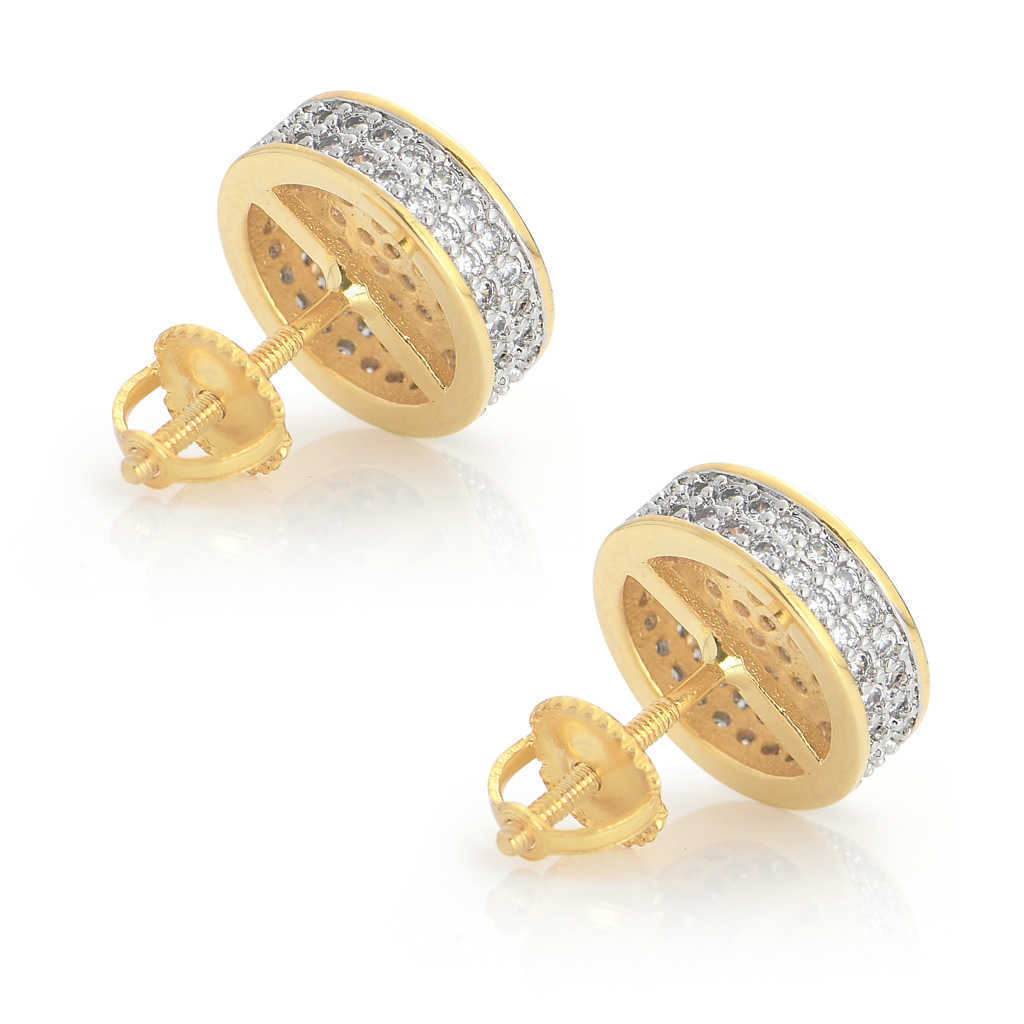 BES high quality Hip Hop 925 Sterling Silver Zircon Round diamond Mens Stud Earrings Jewelry