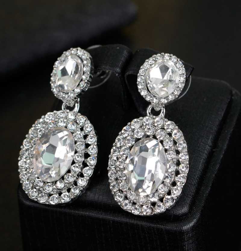 Women crystal earrings and jewelry Fashion Retro Womens Jewelry Crystal Rhinestone Large Drop Earrings