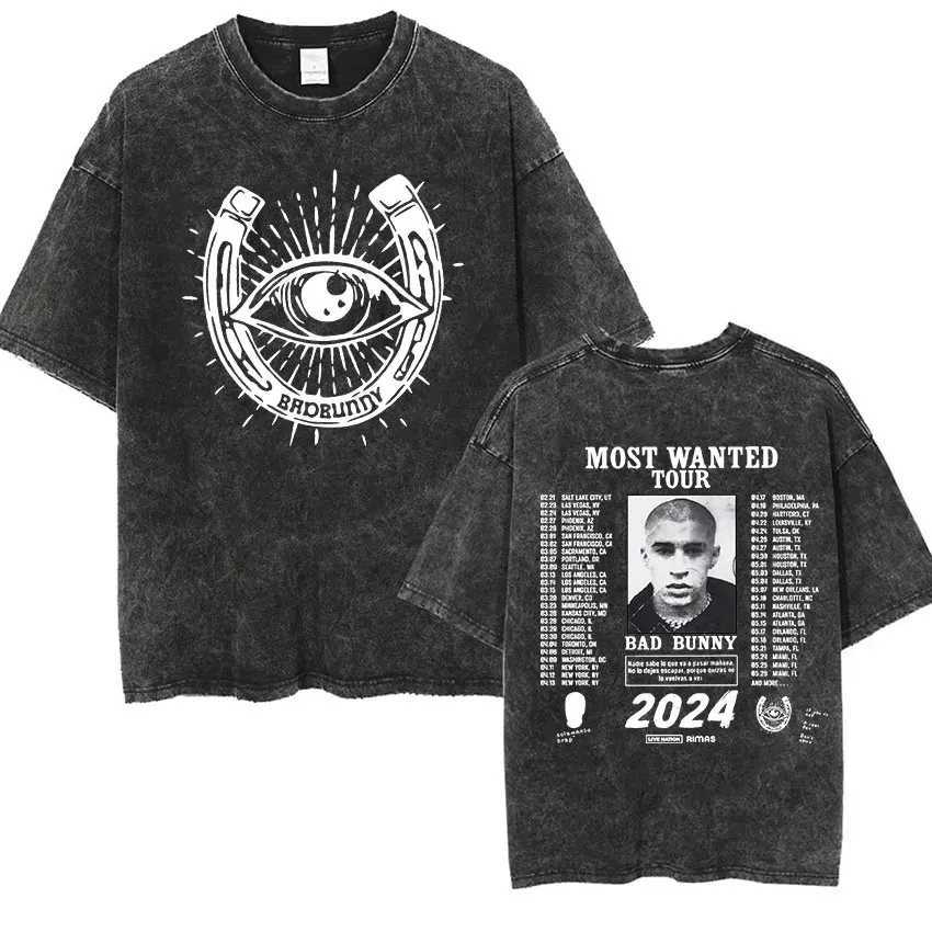 Most Wanted Tour T Shirt Nadie Sabe Lo Que Va Pasar Manana Vintage Washed T-shirt Men Women Hip Hop Fashion Oversized X250113