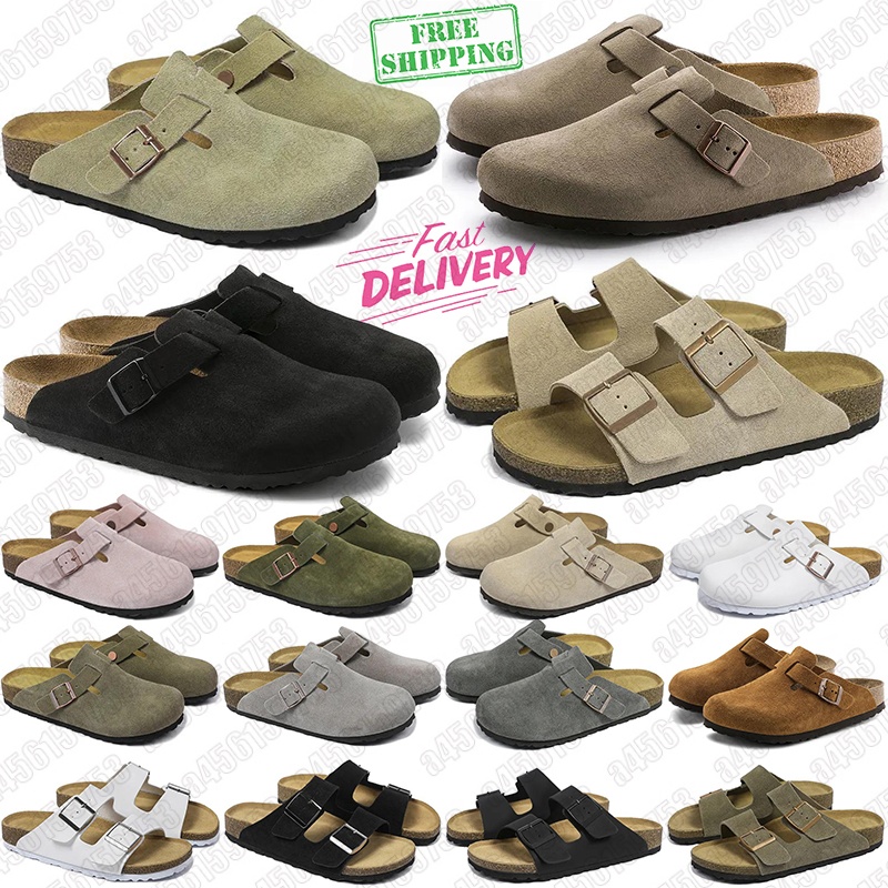 Free Shipping clog designer slippers men women clogs black brown tan light pink olive sude leather mens fashion slides outdoor shoes comfortable sandals sandales