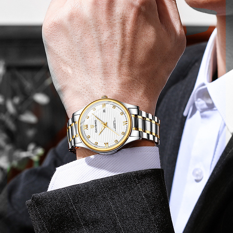 Men's Elegant Automatic Mechanical Watch with Skeleton Design, Night Glow, and Waterproof Steel Band Newly designed men's watch