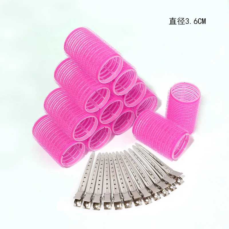 Hot selling 6/12/24Pcs pink nylon plastic hair roll set DIY hair removal tool 3-size no heat self grip hair roll W250113
