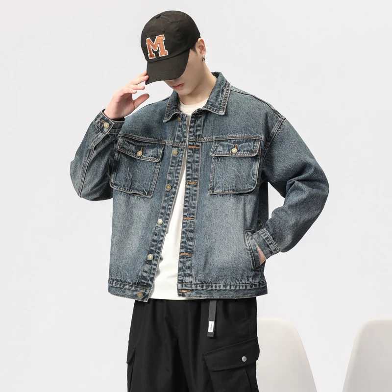 Autumn Winter New Mens Vintage Washed Denim Jacket Fashion Street Dilapidated Tooling Coat Motorcycle Male Jean Jackets 5XL X250113