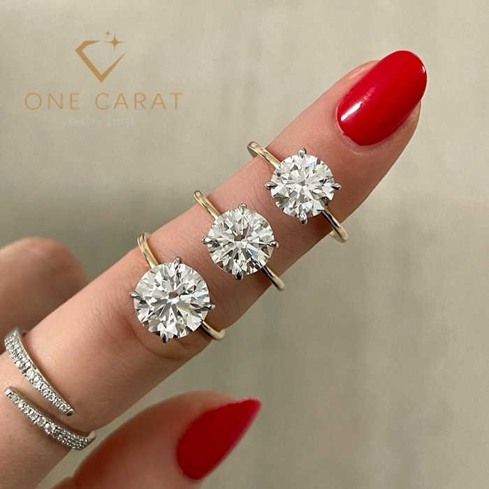 Top Sales 10K Gold Engagement Solitaire Ring 1CT 2CT 3CT 5CT Round Oval Cushion Cut VVS Moissanite Rings