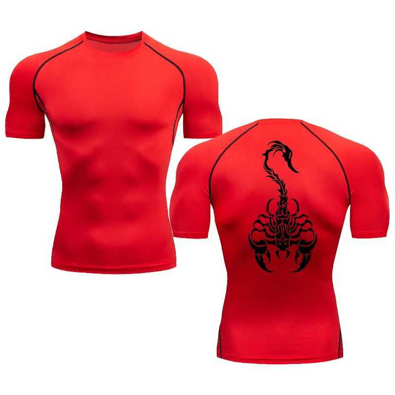 Men Scorpion Pattern Print Running Compression Short sleeve tight-fitting Sport T-shirt Gym Fitness Male Jogging Tracksuit Tops X250113