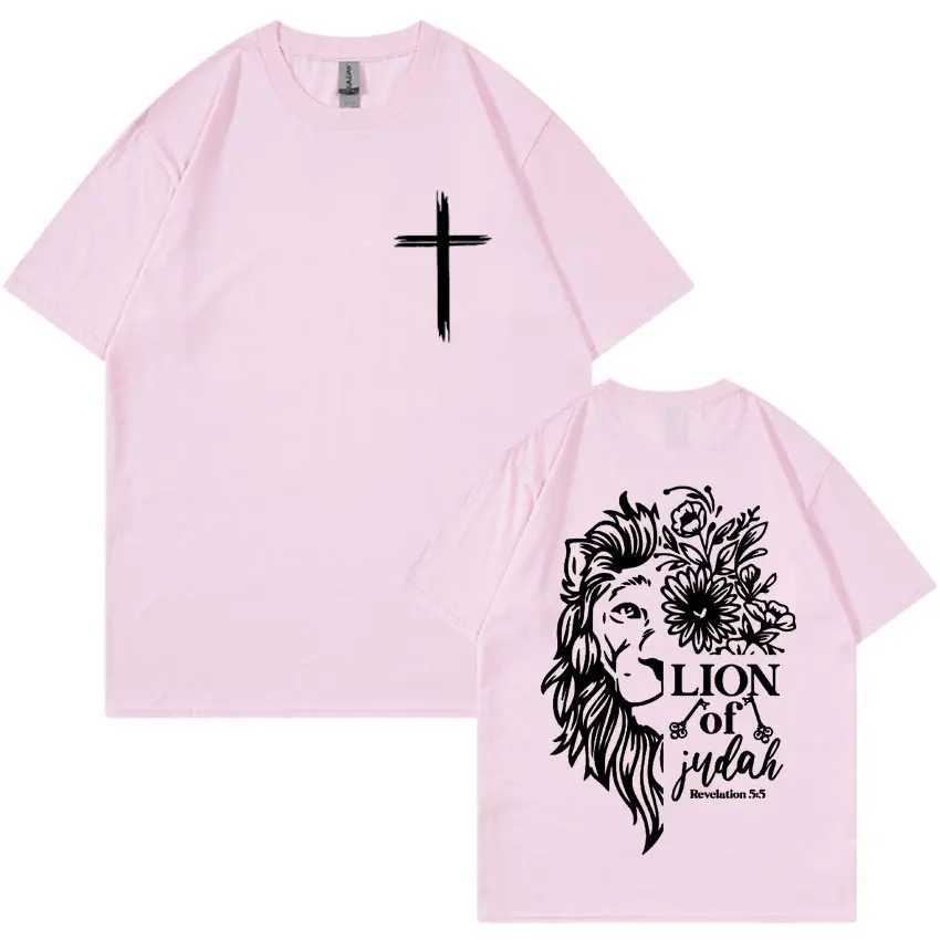 Jesus Lion of Judah Print T-shirt for Men Women Aesthetic Christian Clothing T Shirts Fashion Oversized 100% Cotton T Shirt Tops X250113