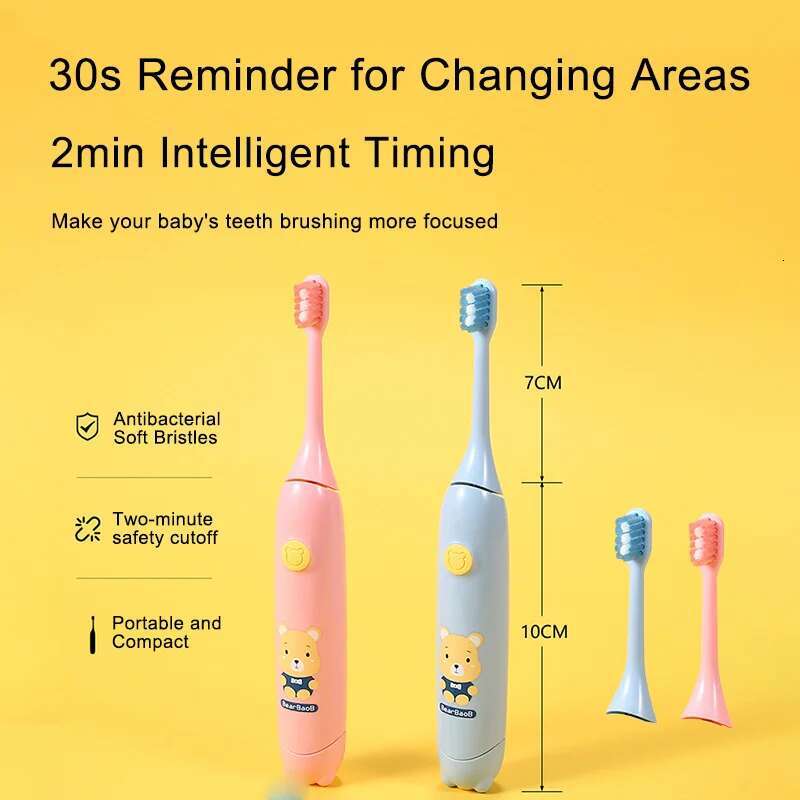 Children Electric Toothbrush Ultrasonic Teeth Brush with Storage Base Intelligent IPX7 Timing 3 Modes Personal Care Appliances