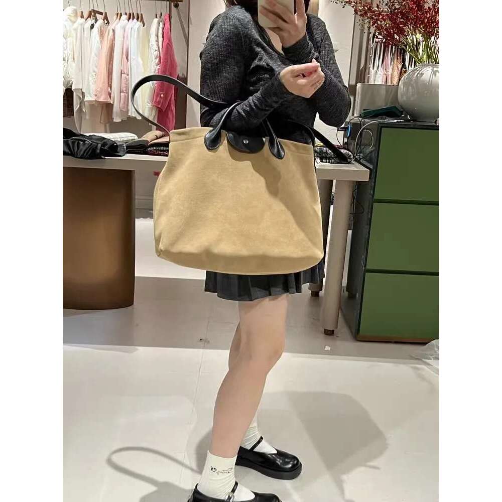 Large Capacity Women Casual Totes Handbag Cow Suede Leather Satchels Vintage Fashion Strap Shoulder Bag Teenager Girls Schoolbag