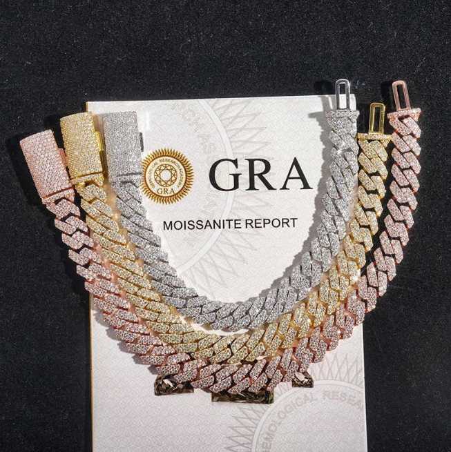 10mm S Sier Iced Out Necklace For Women Men Jewelry Pass Tester Moissanite Cuban k Chain Necklaces GRA